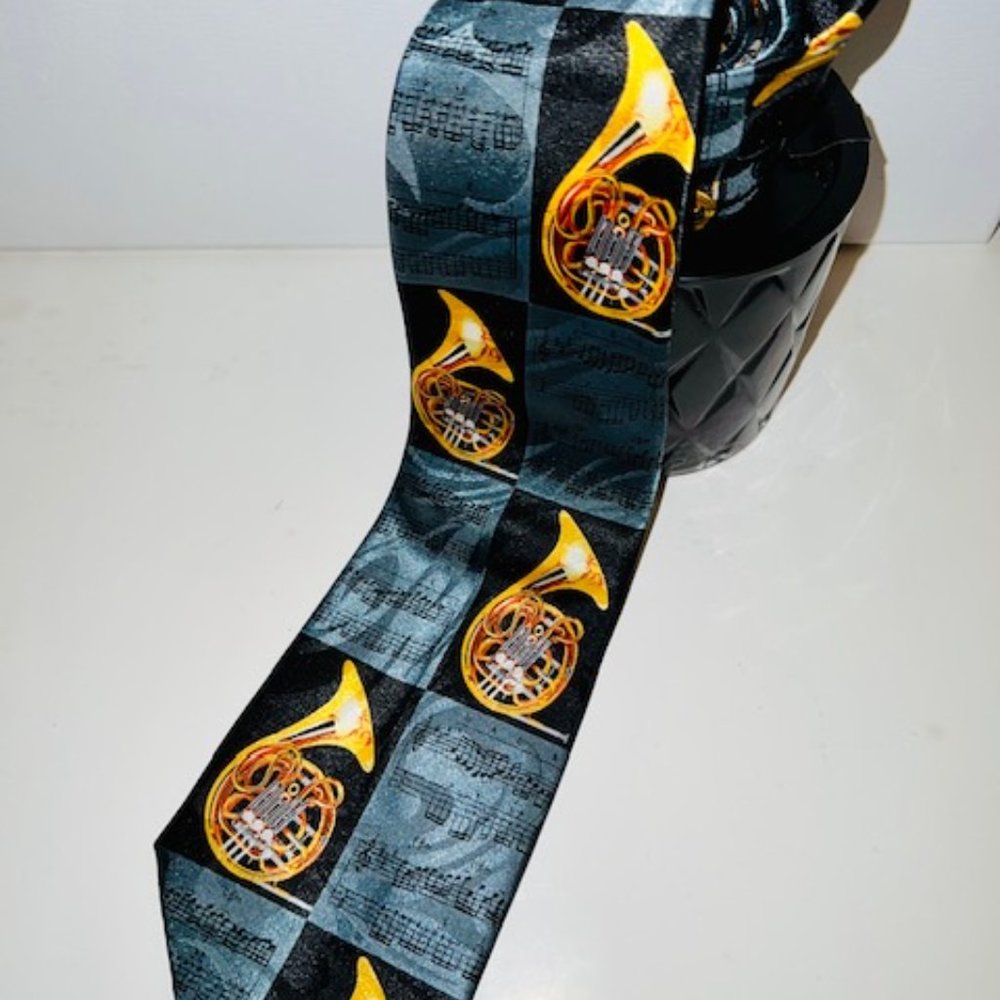 Men’s Ties -Steven Harris Handmade Jazz 🎶Inspired Tie Horns w Sheet Music  PGC